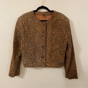 vintage wildcats genuine suede leopard print jacket